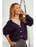 Cardigan negru moale, calduros 92867 - Magazin online - Boutique